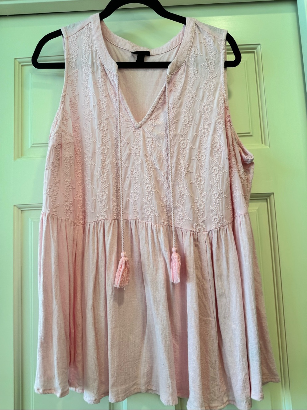 torrid Light Pink Embroidered V-Neck Tank